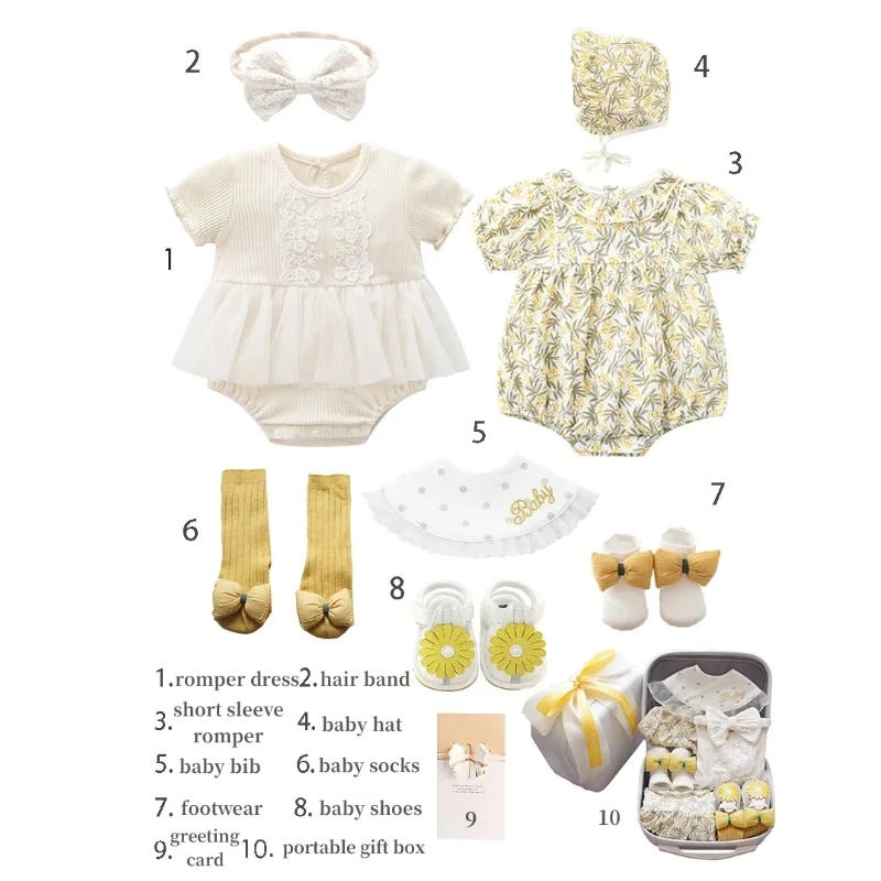 Girls Fashion Oeko-Tex Certified Baju Bayi New Born Cotton Clothing Newborn 0-3 Months Baby Romper Gift Box Sets