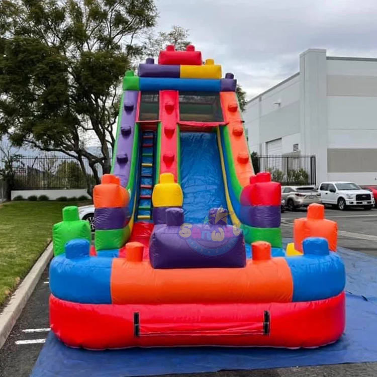 Lego Blocks Inflatable Water Slide building blocks Inflatables Water Slide with pool for kids