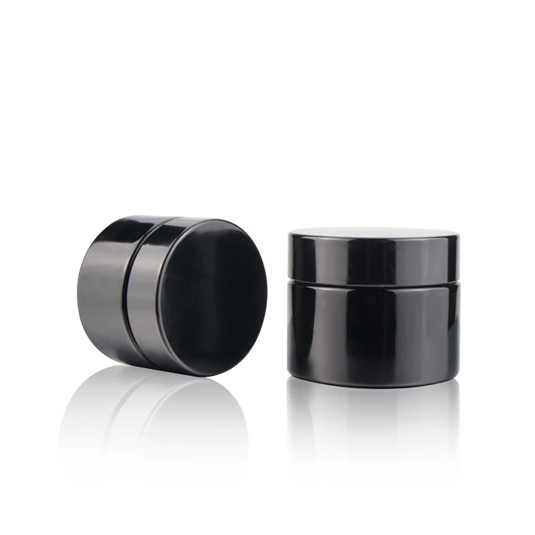 Elegant Black UV Glass Cosmetic Jar Fancy Double Walled Jar Luxury Glass Jars With Lids