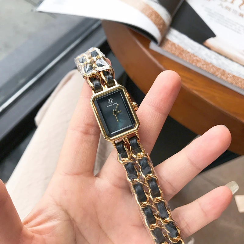 2022 Vintage Fashion Crystal Rose Gold Square Ladies Watch Bracelet Cheap Quartz Watch