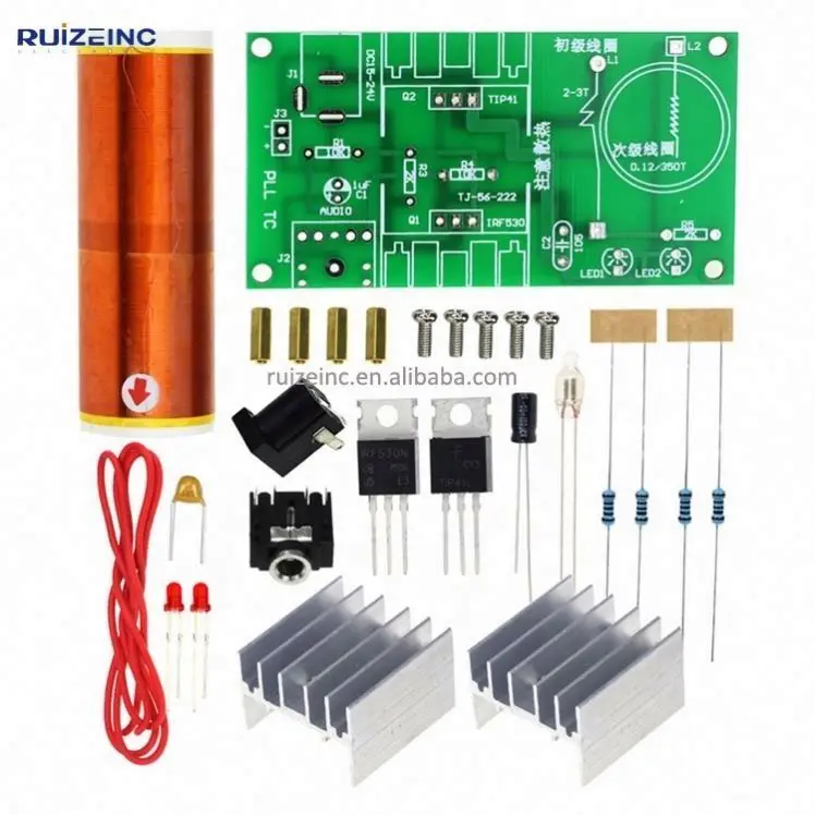 Mini Tesla Coil Kit 15W Mini Music Tesla Coil Plasma Speaker Tesla Wireless Transmission DC 15-24V DIY Kits