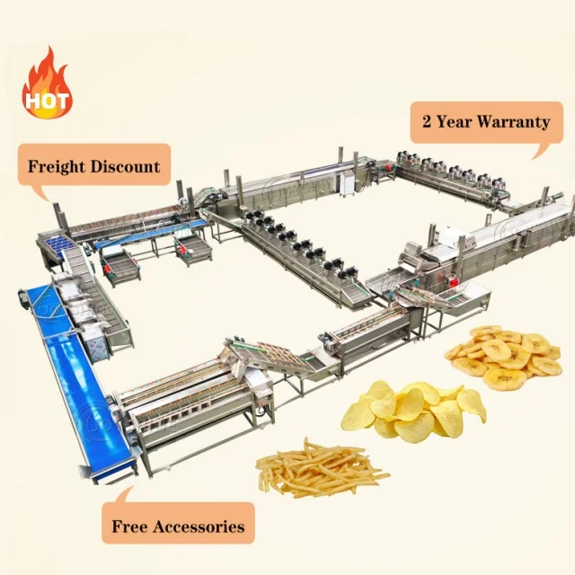 Joyshine industrial 500 kg per hour Fried Potato Chips Production Line / Potatoes Chips Automatic Production Line
