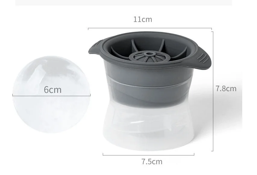 1PC Whiskey Round Ice Cube Maker Silicone Spherical Ice Cube Mould Quick Freezer Ice Mold Tray Kitchen Gadgets