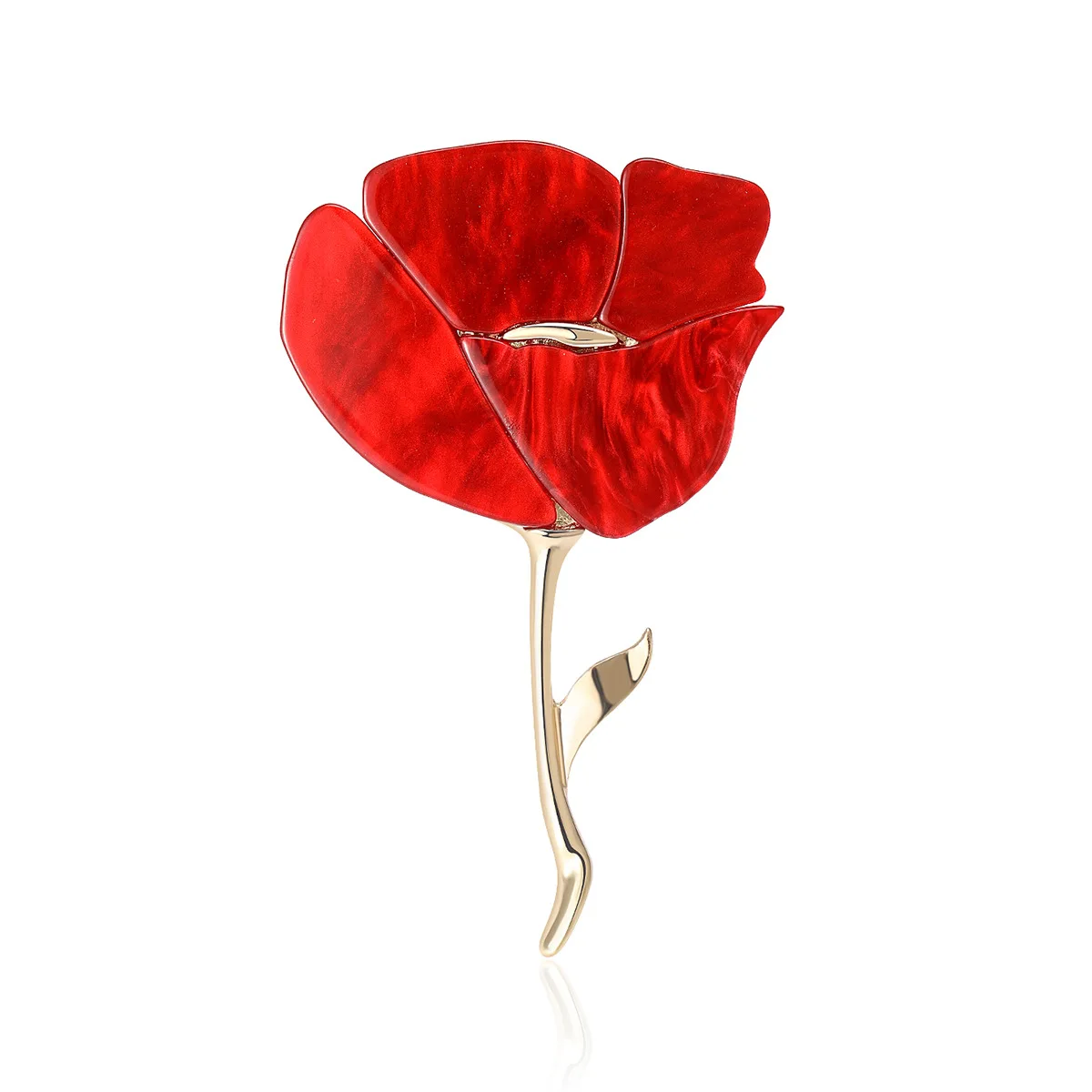 Wholesale Fashion Brooches Women Rose Gold Plated Acrylic Rose Pin Brooch Flower Brooch For Clothing