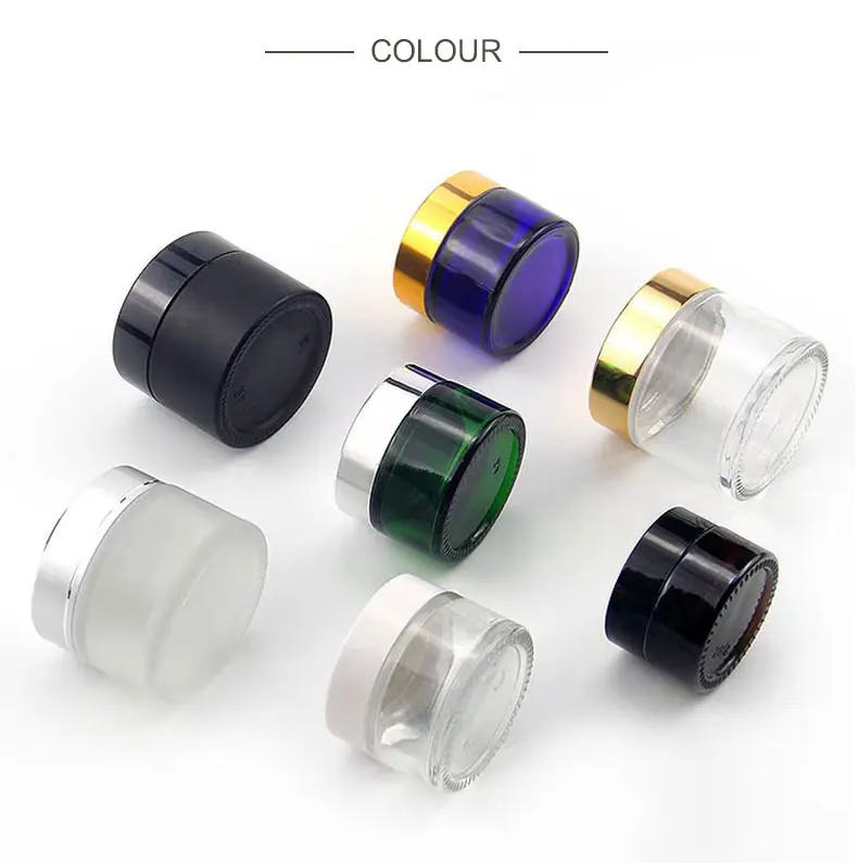 1 oz 2 oz 3oz 4oz empty cosmetic cream amber glass jar with black lid