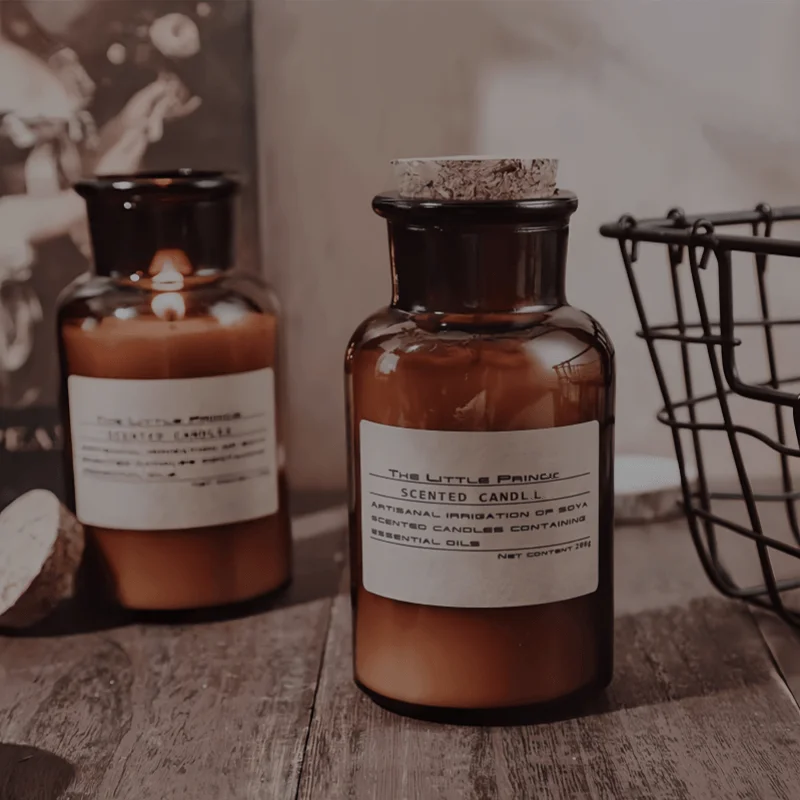 Luxury Custom Room Bed Bath Vanilla Glass Jar Scented Candle High Quality Print Orange Scent Oil Design Scented Candle