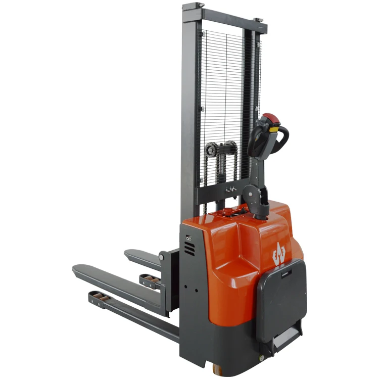 1Ton Hydraulic Drive Electric Hydraulic Stacker Forklift Pallet Truck High Lift Stacker for Building Material Shops