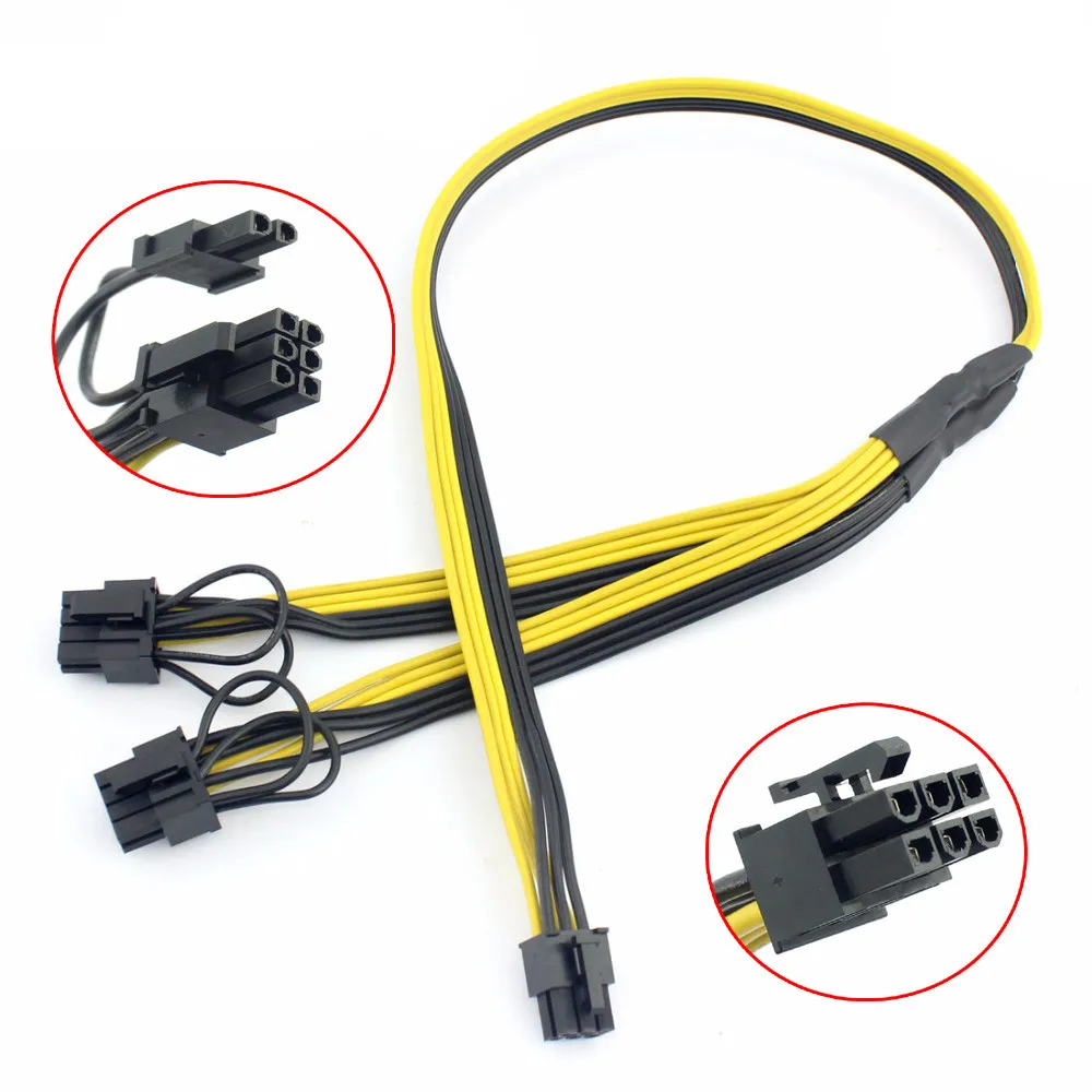 Кабель адаптера PCI-E PCIE 6Pin-Dual 8Pin 6 + 2Pin Графический графический ГП кабель питания модуль разветвитель