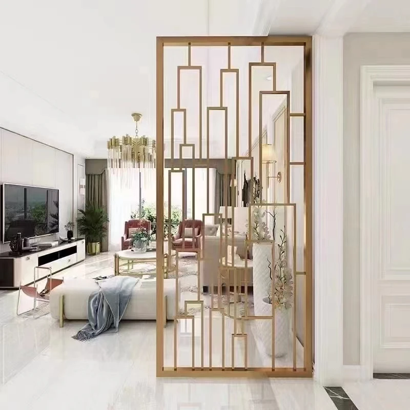 SUCEL Diy Partition Wall Room Divider Cheap Frame Stainless Steel Screen Door Between Living Room And Dining Room Decoration