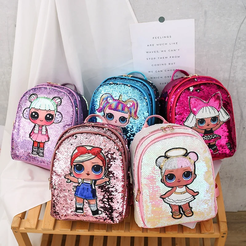 New 2022 Children Waterproof School Book Bags Fashion Cartoon Sequin Kids Backpack School Bags for Girls