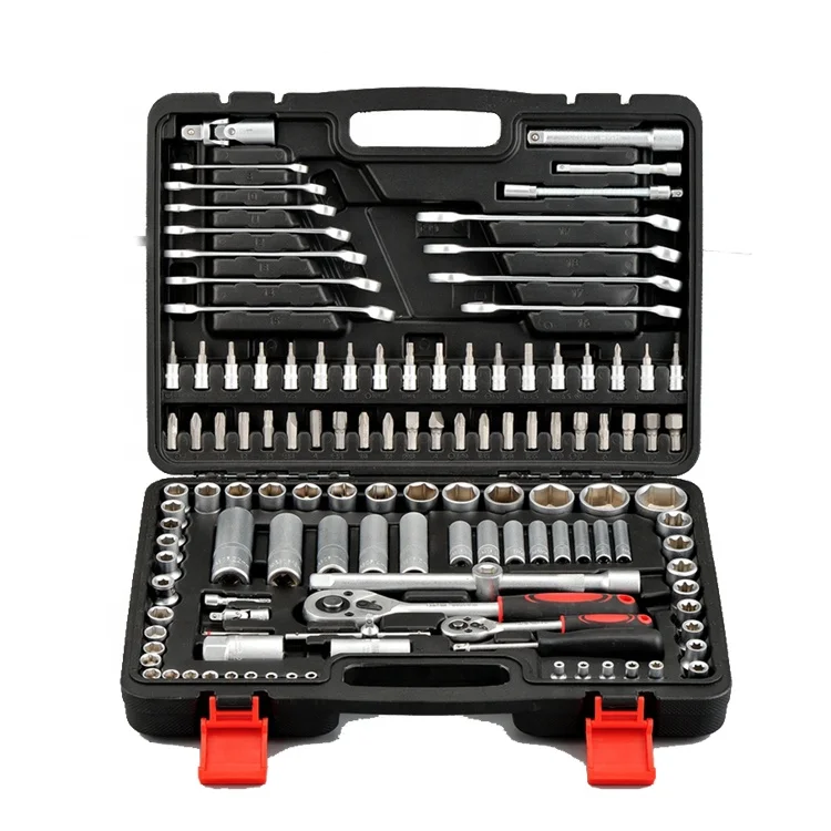 130PCS Socket Wrench Tool Box Complete Car Mechanics Repair Tool Set