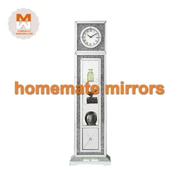 Hot Competitive Big Mirrored Floor Grandfather Clock with Faux Crushed Diamonds