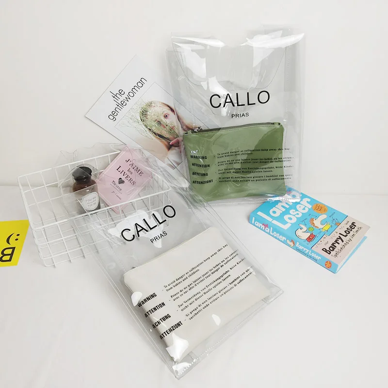 Hot sale Tote Jelly Candy transparent plastic PVC hand bag tote bag shopping bag