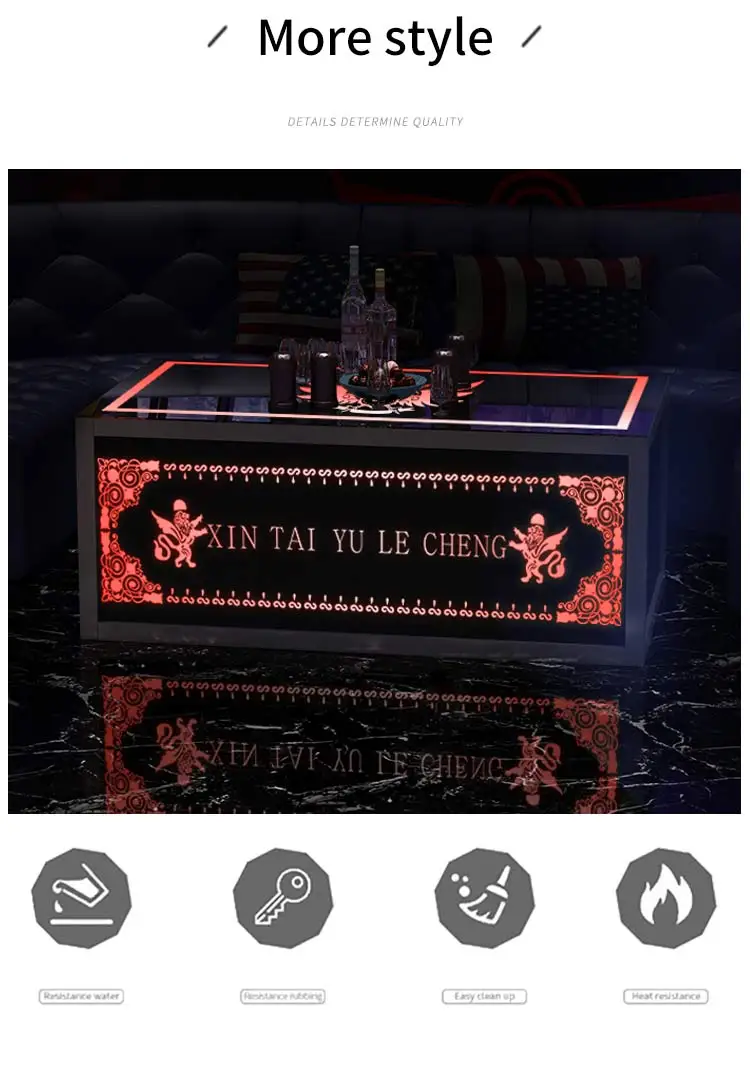 Yellow Color Cocktail Pub Light Up Night Club Glow Led Bar Table Nightclub Tables And Chairs