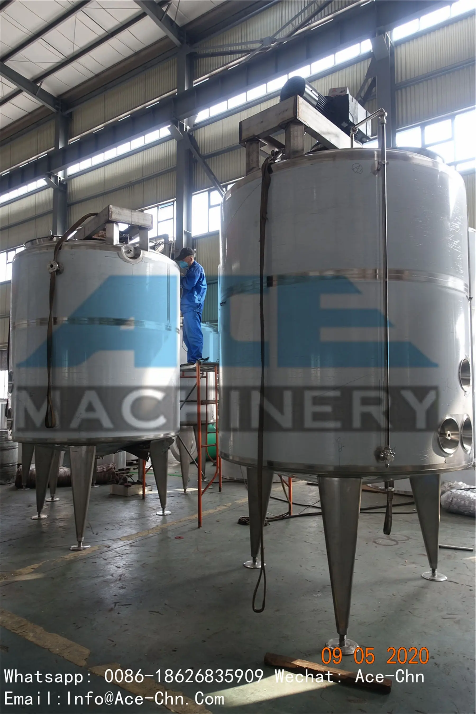 Ace Washing Mixer Soap Liquid Fertilizer Production Line / Cone Bottom Mixing Tank