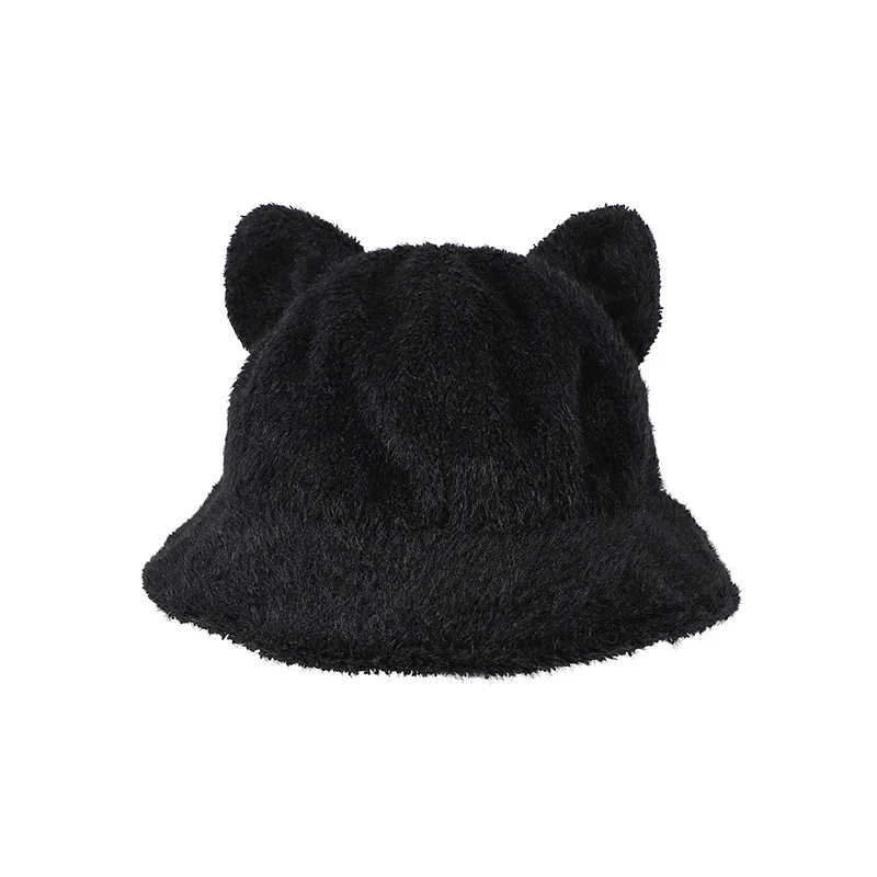 Ведро с медведем женская теплая Милая зимняя Пушистая Шапка ушками медведя милая шляпа-ведро
