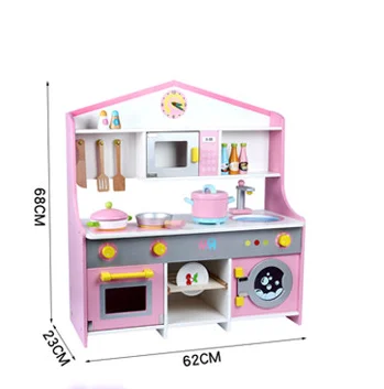 Wholesales European-style kitchenette wooden food toy set kids pretend cooking play wooden kitchen educational toys