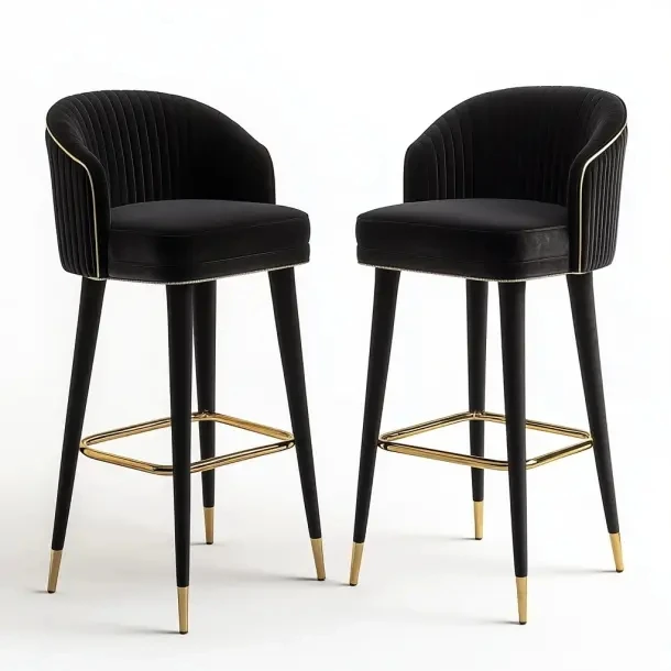 Qiancheng nightclub hookah bar chair furniture for sale gold and black extra tell bar stool with arm rest for the kitchen