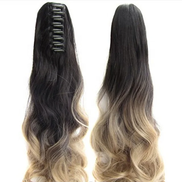 Virgin Human Hair Brazilian Hair Ponytail Claw Clip Wrap Human Ponytail Extension