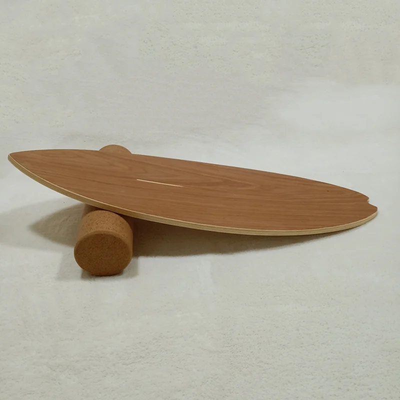 TOPKO Athletic Training Stability Trainer surf wobble board with cork roller wood Balance Board