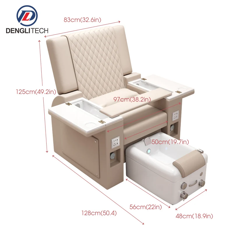 New design electric pedicure chair ceramic basin massage recliner with light function pedicure massage sofa chair for nail salon