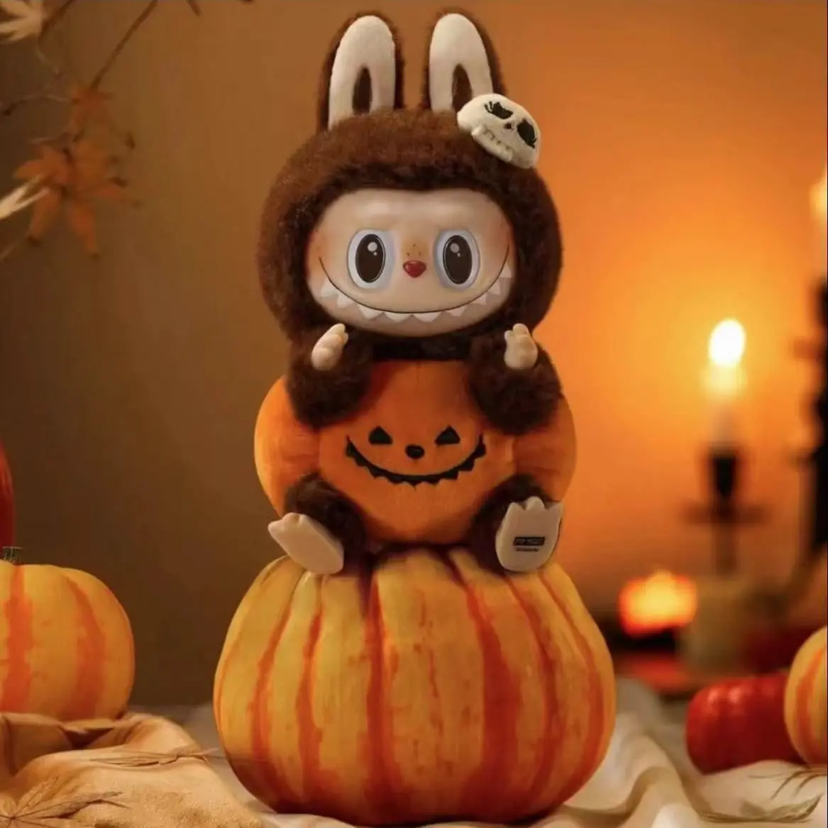 BoTu Halloween Labubu Pumpkin Plush Toys Cartoon Surprise Blind Vinyl Dolls Keychain Bags Accessories Pendant Mysterious Gift