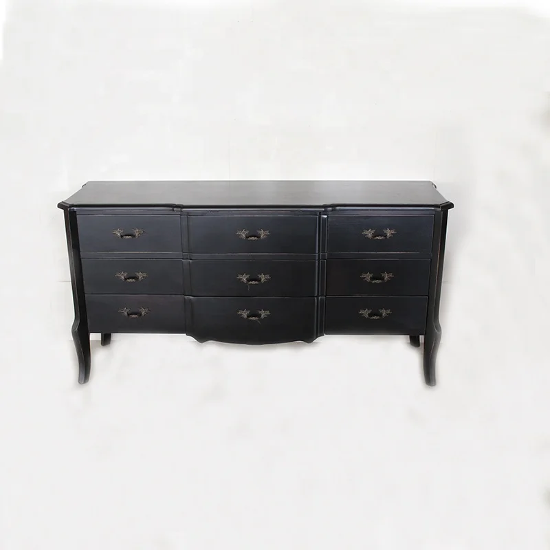 Antique style 9 drawers TV cabinet Chinese walnut colour solid wood home/hotel use sideboard (DT-974)