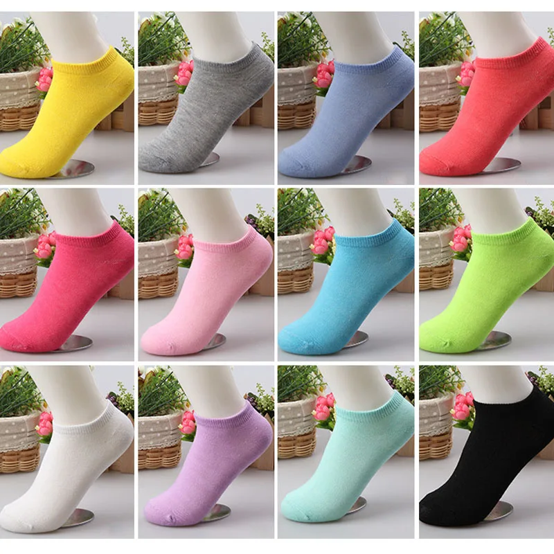HF Hot selling cheap candy color women boat socks fashion versatile student pure color ankle socks