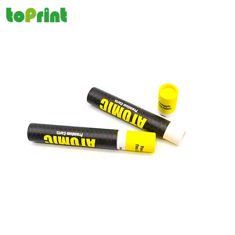 
Biodegradable Custom Printing Slim Cardboard Cylinder Black Round Paper Box For E-Cigarettes Cbd Vape Pen Packaging 