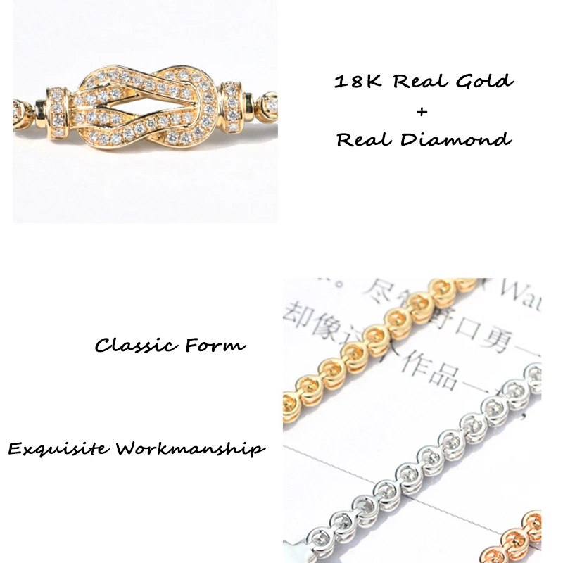 Wholesale China Factory Top Design Luxury Fine Jewelry 14K 18K Real Gold Diamonds Bracelet  For Women