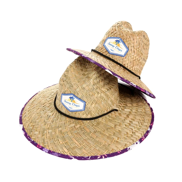 JAKIJAYI Natural Grass Child Summer Surf sun Lifeguard Safari hats Kids Straw Hat