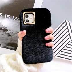2021 Winter luxury Plush Soft woman Fashion Keep warm phone case for iphone 13 Pro max 7/8 se XR xs 12 11 Mobile Cover