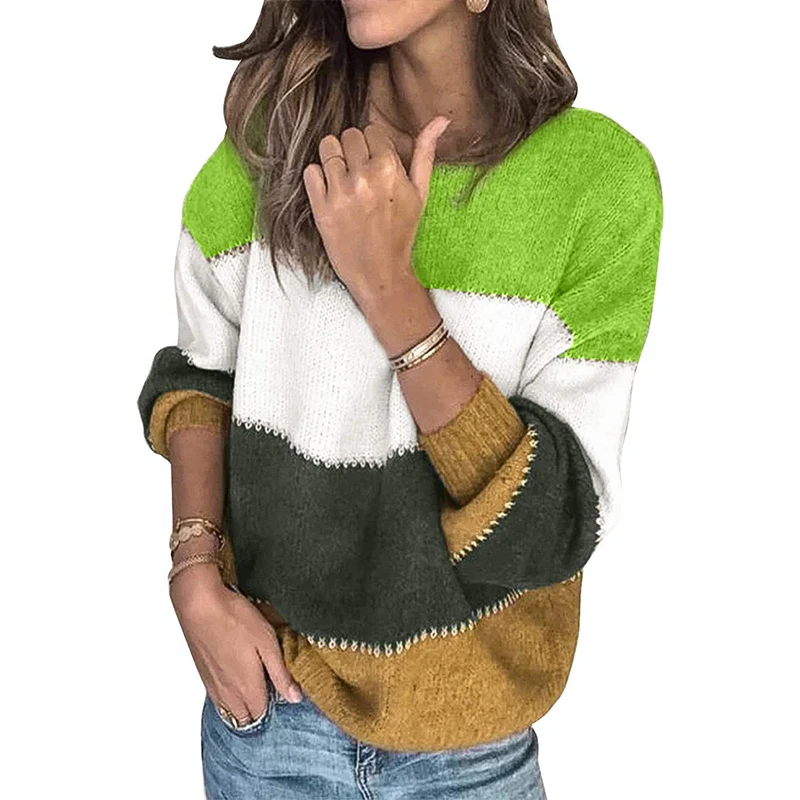 OEM  wholesale women  knitted crop tops color block patchwork sweaters long sleeve crochet coverup trendy autumn sweater