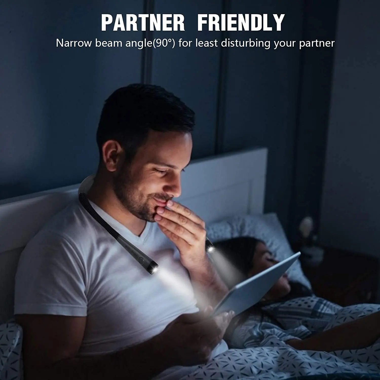 USB Rechargeable LED Neck Hung Reading Light Flexible Arms Book lamp Portable Flashlights