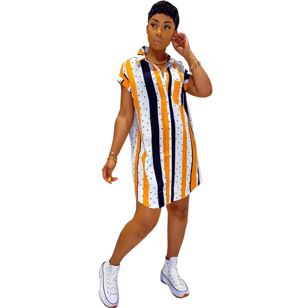 clothes supplier plus size womens skirts digital printing striped polka dot short-sleeved girls skirt india & pakistan clothing