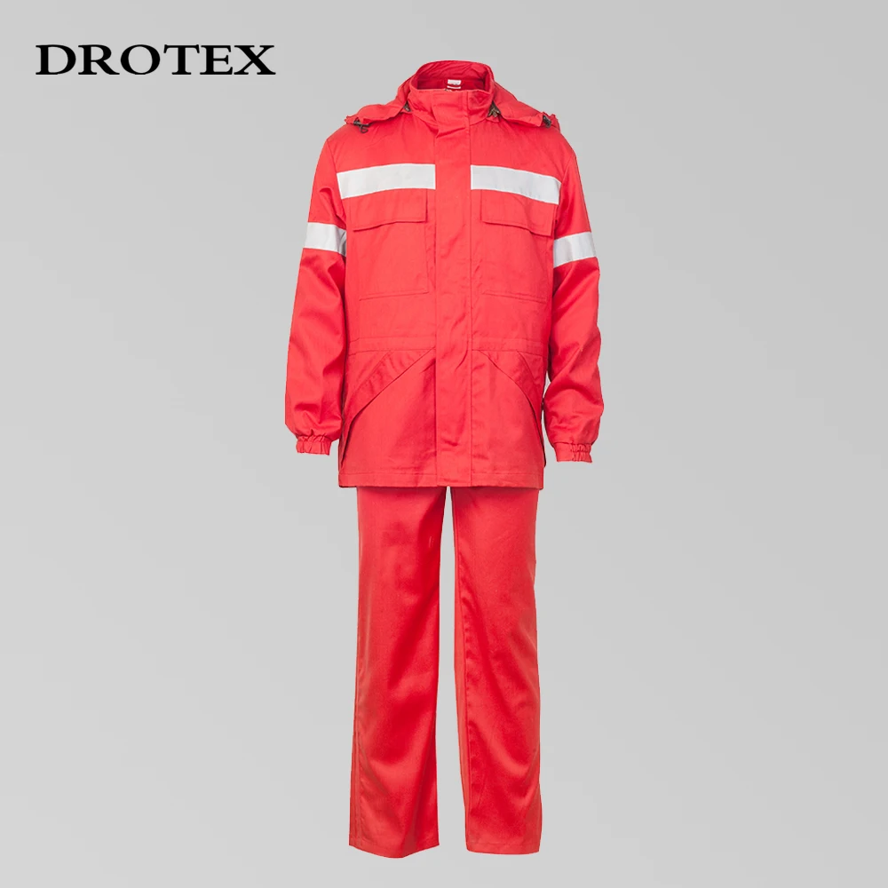 Wholesale Red Fire Resistant NFPA 2112 Aramid Fiber Electrician Safety Clothing Work Uniform Coverall Suit For Mechanic