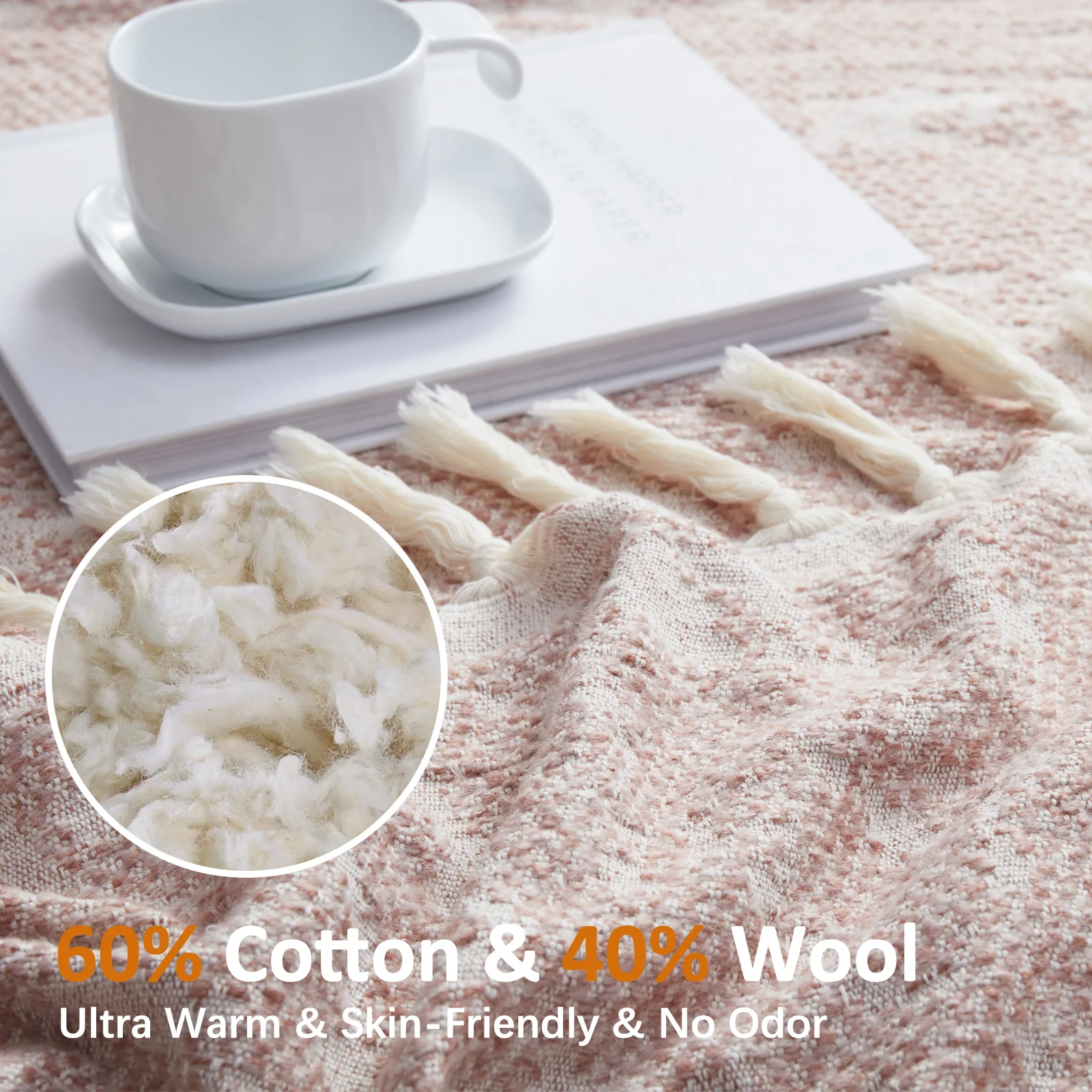 BLX cotton and Wool 60x79 inches custom luxury design wool Sofa Cover blanket