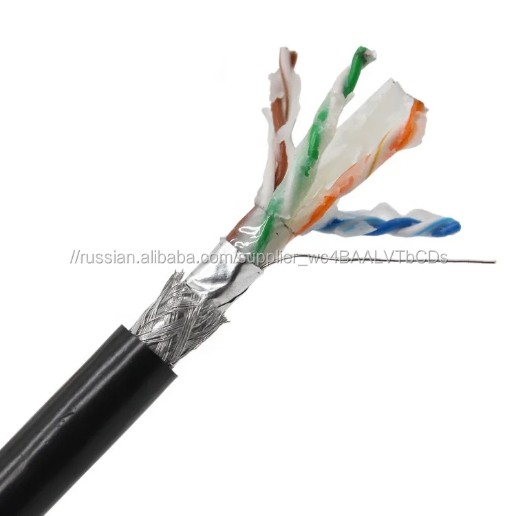 SFTP желе заполнены Cat6 23AWG 4 пары одноцветное медь водонепроницаемый прямые похороны открытый сетевой кабель cat 6