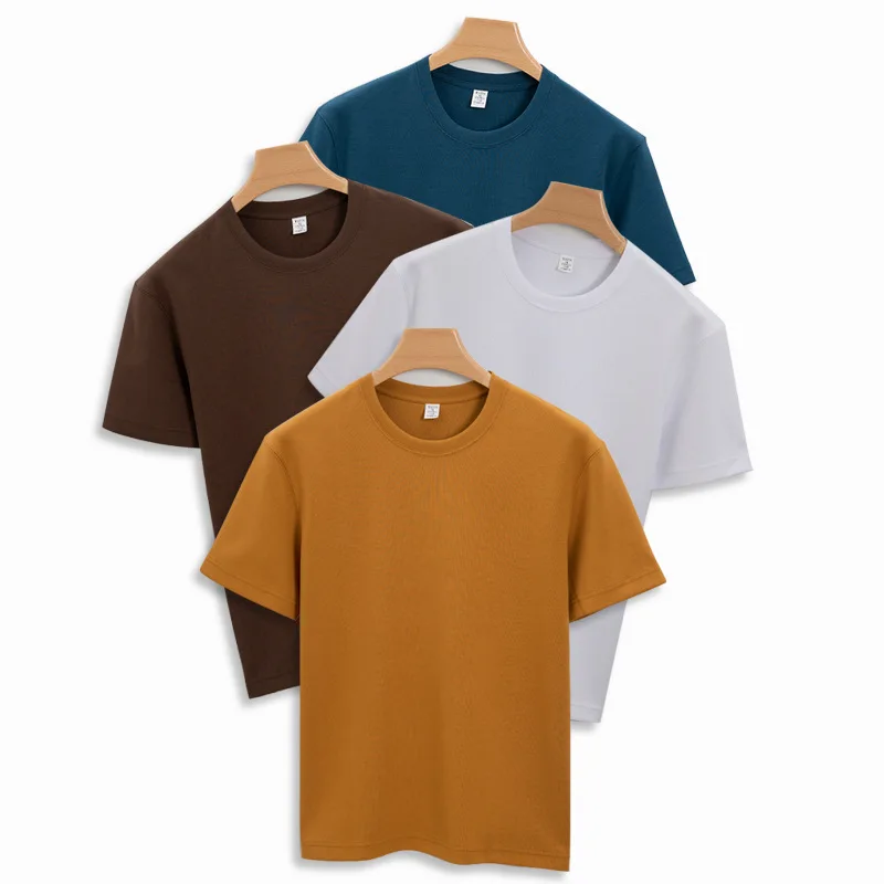 Factory Direct Sale Short Sleeve Round Neck Shirt Heavyweight 300gsm Cotton Thick No Drop Shoulder Shirts Custom Printing
