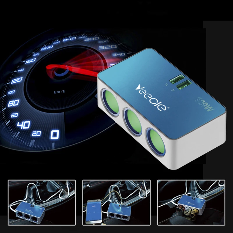  Автомобильный Алюминиевый двойной USB 3 1 а dc розетки удлинитель для прикуривателя адаптер автомобильного зарядного