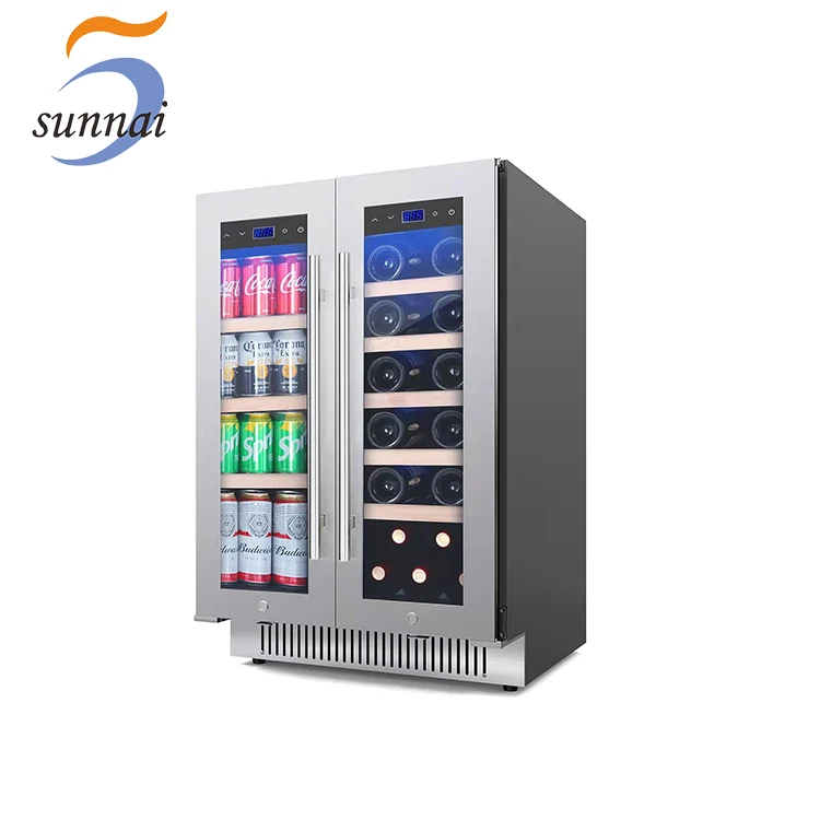 Factory sale compressor double glass door small beverage cooler refrigerator