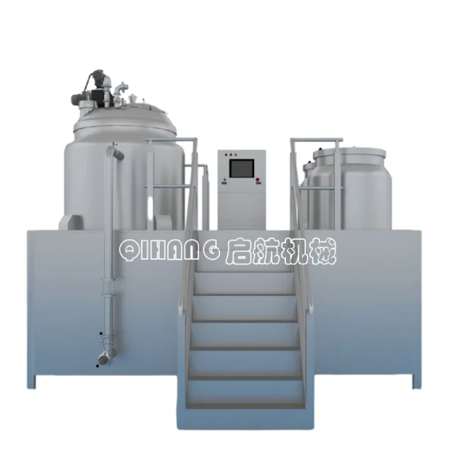 Industrial 1T Fixed Type Cosmetic Skin Face Cream Lotion Ointment Gel Wax Paste Making Mixing Machine Vacuum Mixer Emulsifier