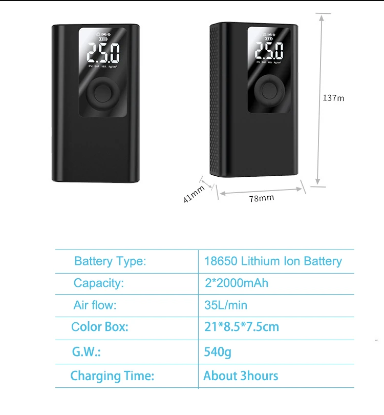 150PSI portable bicycle air compressor E-bike motorcycle 4000mAh cordless mini bike air compressor pump tire pump tire inflator