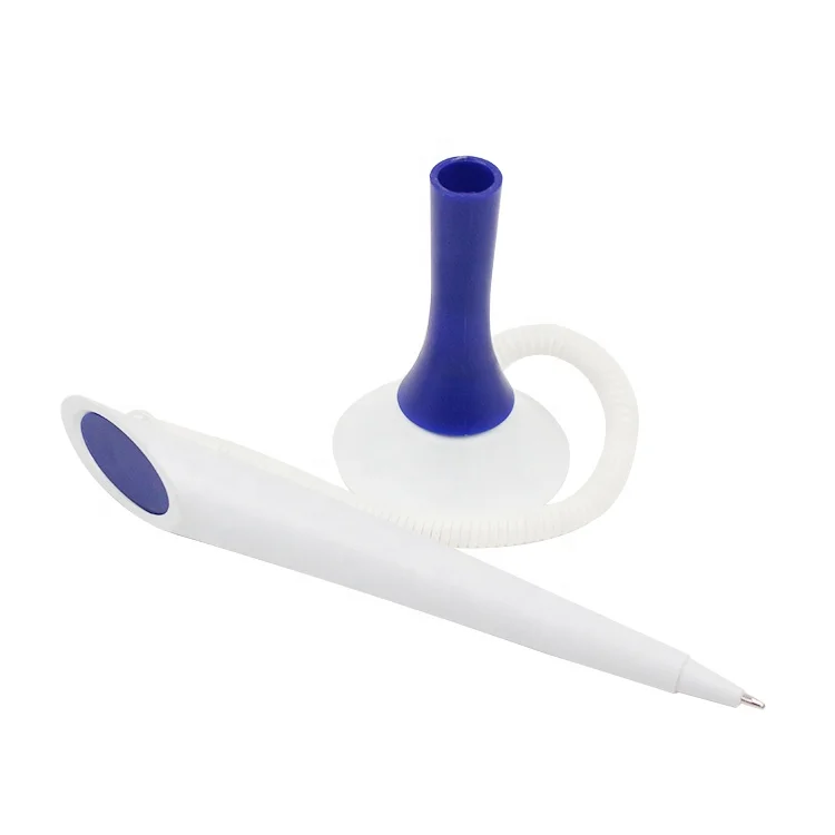 Hot Sale Hotel Bank Counter Plastic Pen With Stand Holder Security Coil Ballpoint Pen Counter Table Desk Stand Pen