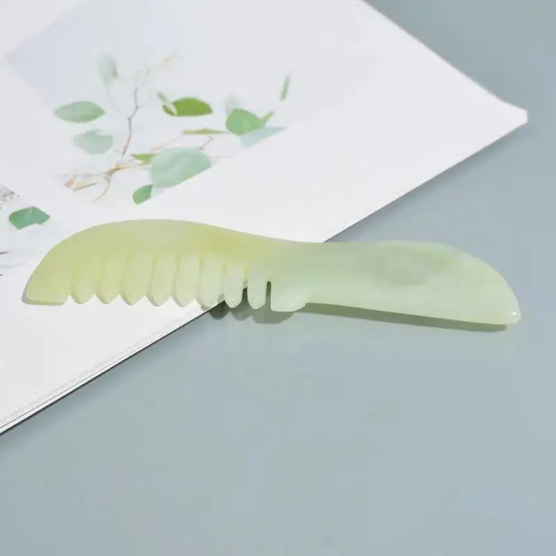Wholesale natural jade lace comb large tooth edge hand comb healing massage hair combs