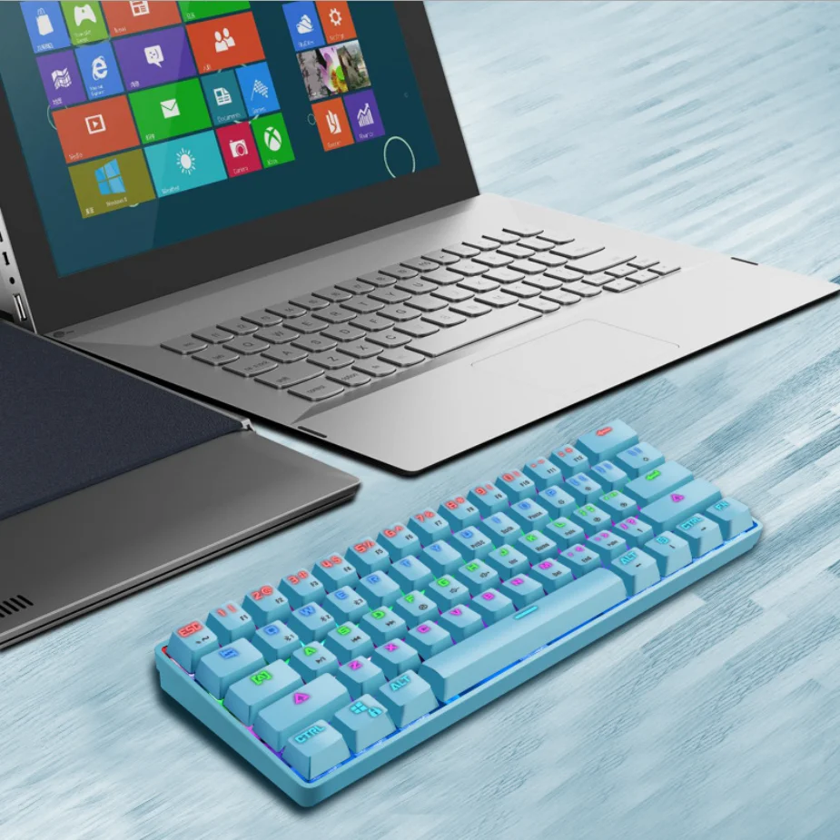  K28 портативная офисная перезаряжаемая беспроводная RGB игровая механическая клавиатура с голубыми зубьями и 61