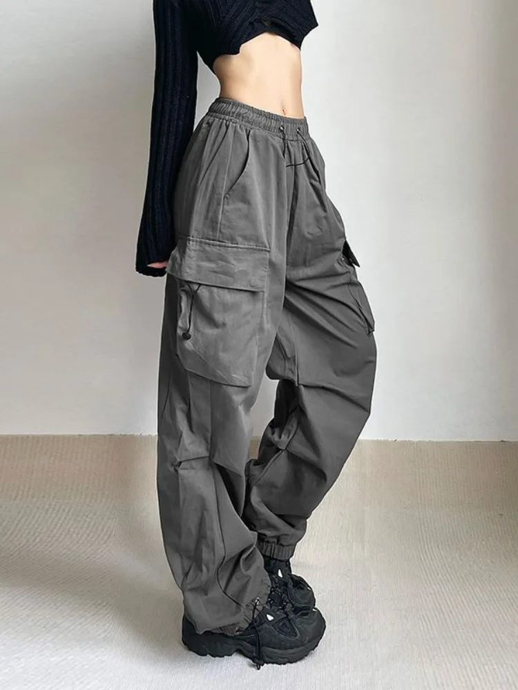 Harajuku Oversized Cargo Parachute Pants Women Streetwear Vintage Y2k Hip Hop Wide Leg Joggers Baggy Sweatpants Techwear