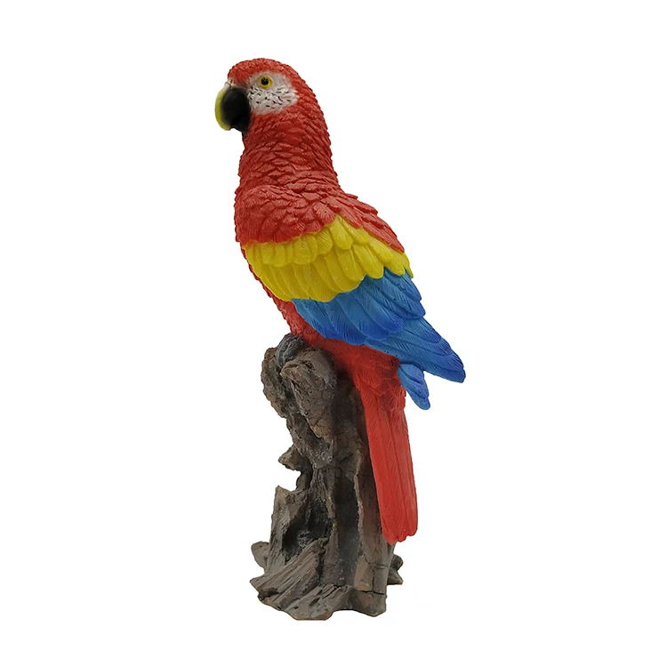 Personalized resin bird figurines tropical decor parrot sculpture, polyresin garden parrot outdoor decor%