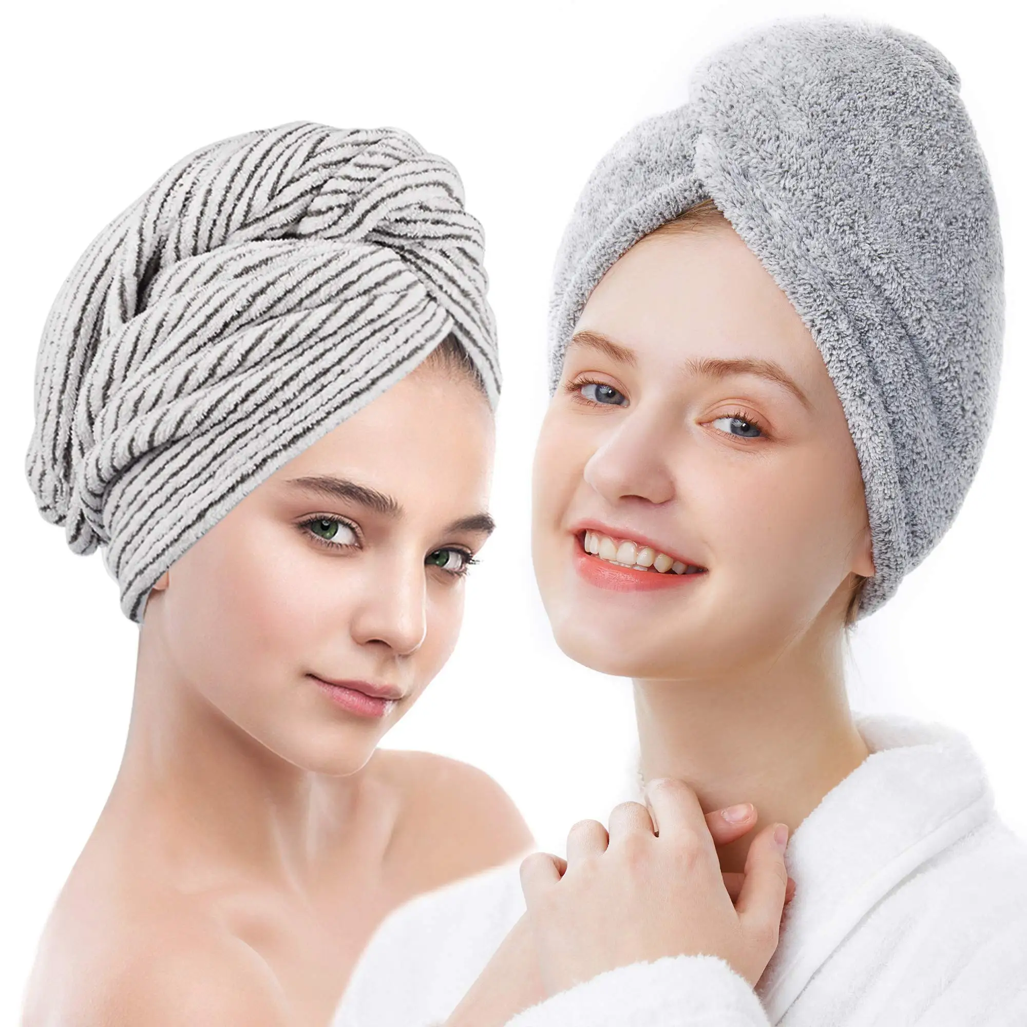 Best Sales Bamboo Hair Towel Wrap Super Absorbent Quick Dry Hair Towels Hair Drying Shower Turban with Buttons
