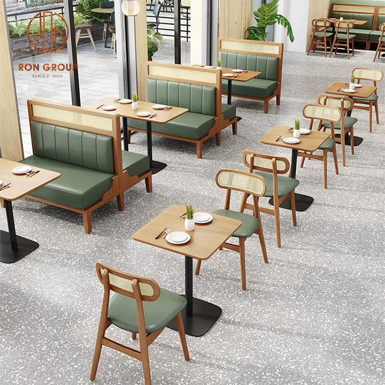 Luxury Restaurant Square Table Modern Concrete Design Metal Frame Wood Testaurant Tables And Chairs set